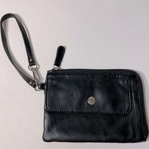 Tyler Rodan black leather wristlet